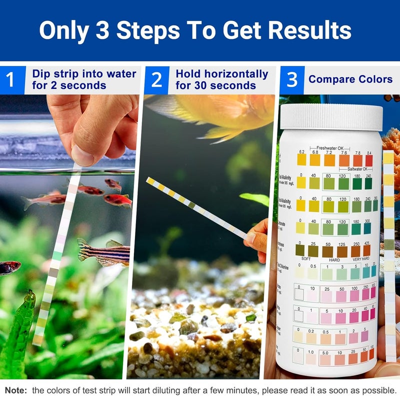 AKSBTEC Aquarium Test Kit, Aquarium Test, Accuracy & Fast Test pH, high Range pH, Ammonia, Nitrite, Nitrate, Hardness Temperature for Freshwater and Saltwater (AQ7IN1V2) (11 in 1 Aquarium Test Kit) - Image 5